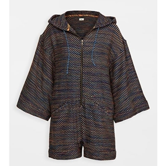 Warm Black Multi Rainbow Hooded Playa Romper - Picture 1 of 12